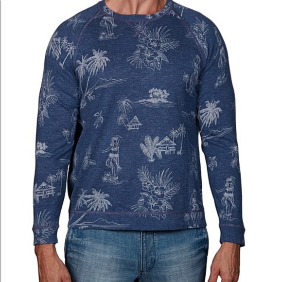 Tommy Bahama Hula Hut Dockside Blue Long Sleeve Crew - Picture 3 of 11